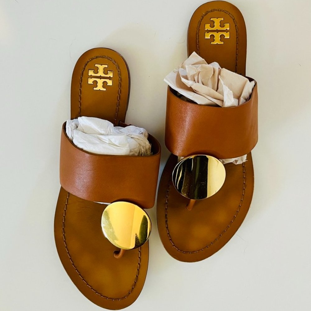 Tory Burch Gold Medallion Flip Flops